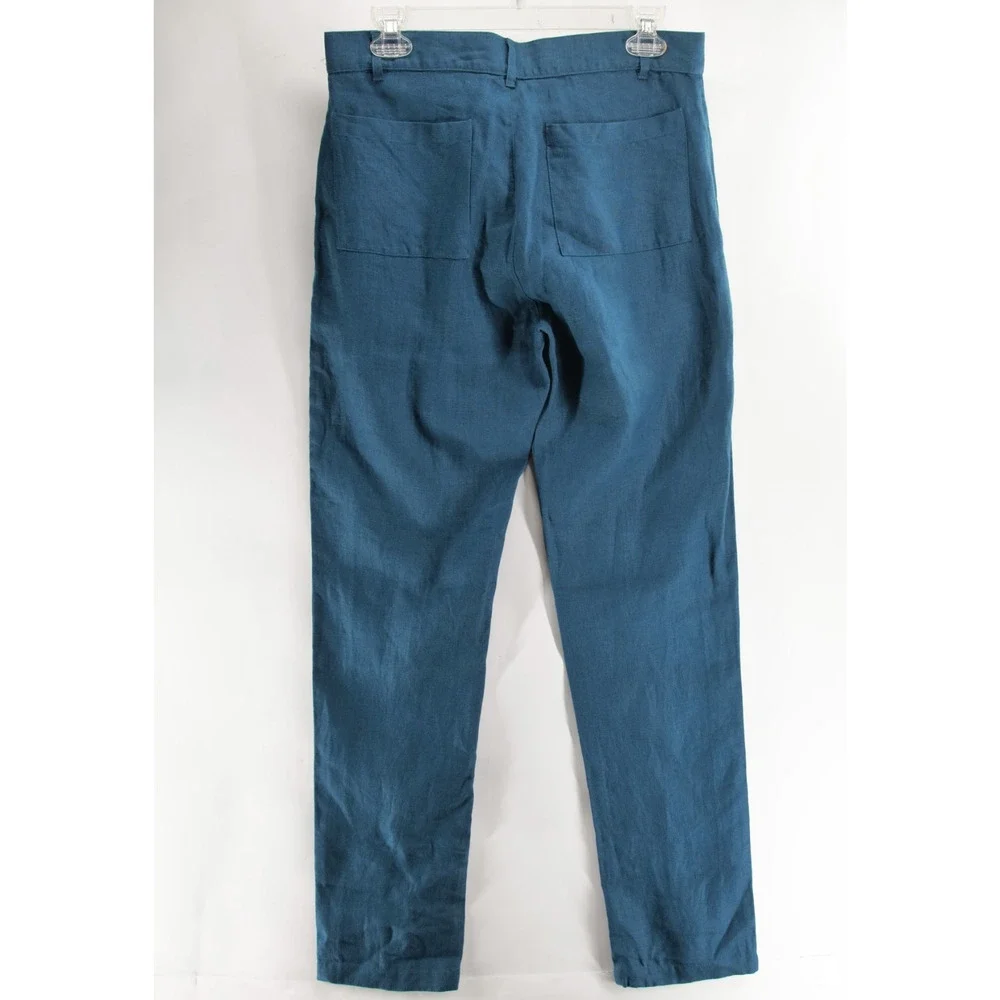 NWT Alex Crane Men's 30x30 Teal 100% Linen Casual Pants Summer Beach Lightweight
